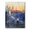 Designart - Blue Tram At Sunset With Church During Sunset - Nautical & Coastal Canvas Wall Art Print